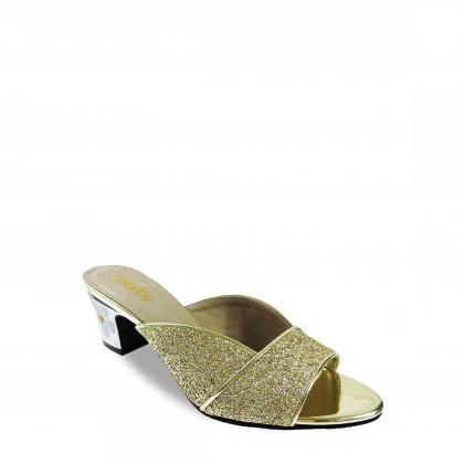 Jacquelee Amy Gold Glitter Low Heel