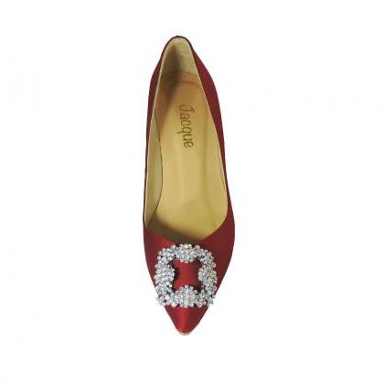 Jacquelee Audrey Ruby Red Heel With Ova Buckle