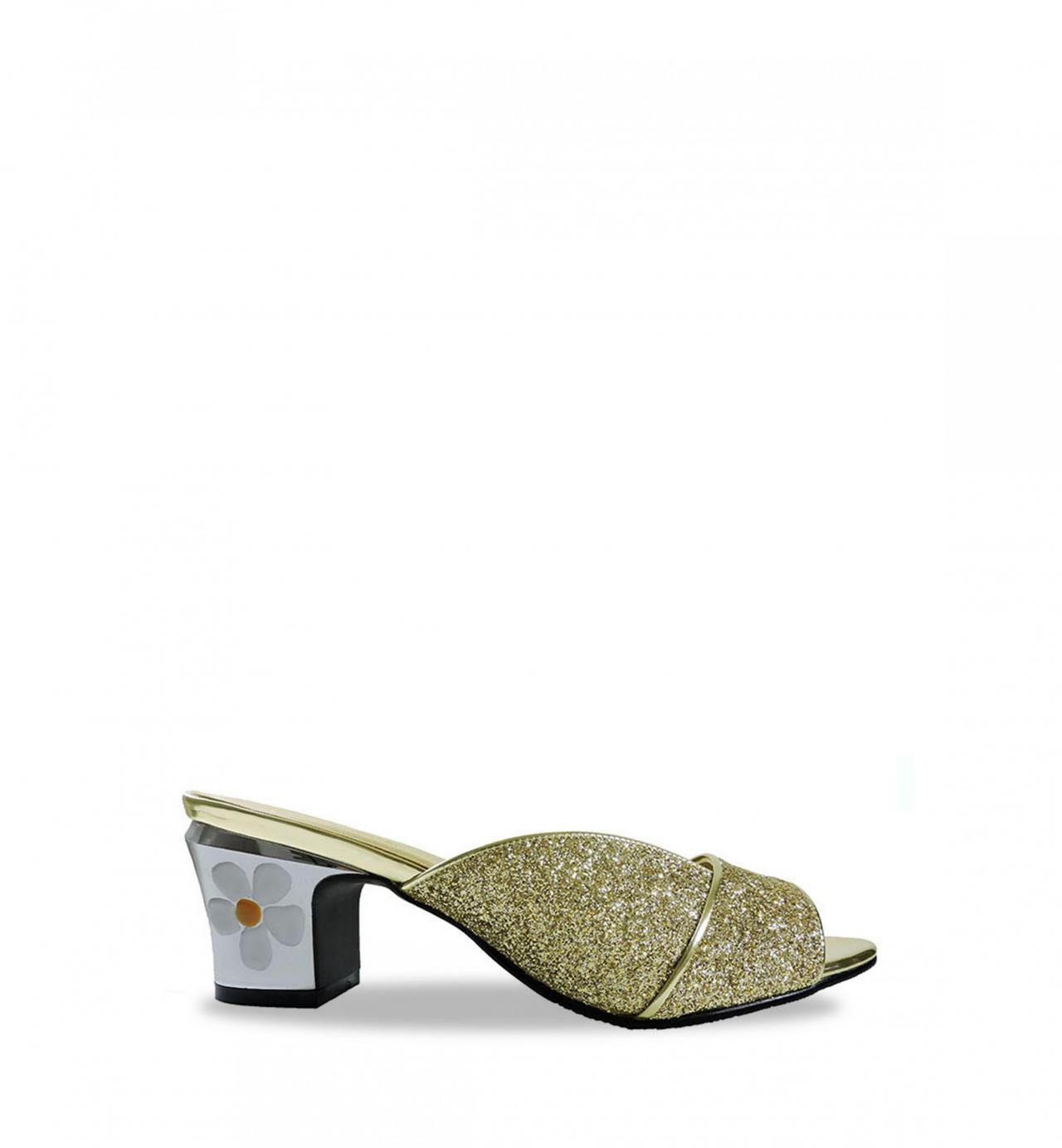 Jacquelee Amy Gold Glitter Low Heel